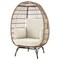 Manhattan Comfort Spezia Freestanding Steel and Rattan Outdoor Egg Chair with Cushions in Cream OD-HC002-CR - alternate 4